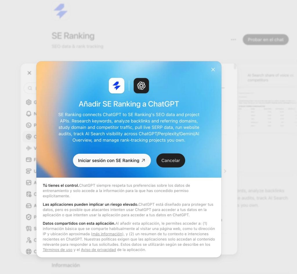 Conectar ChatGPT y SE Ranking con Plugin Conectar ChatGPT y SE Ranking con Plugin