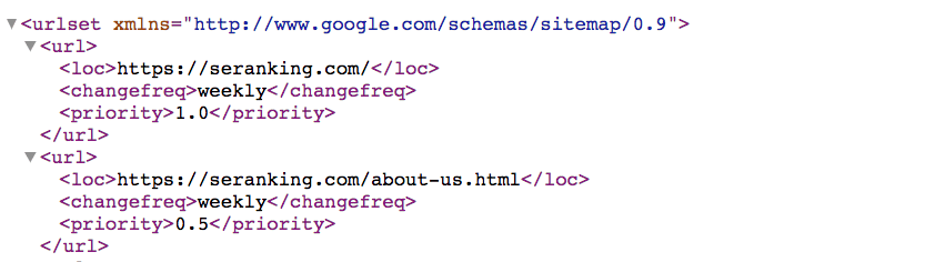 como es un mapa de sitio XML