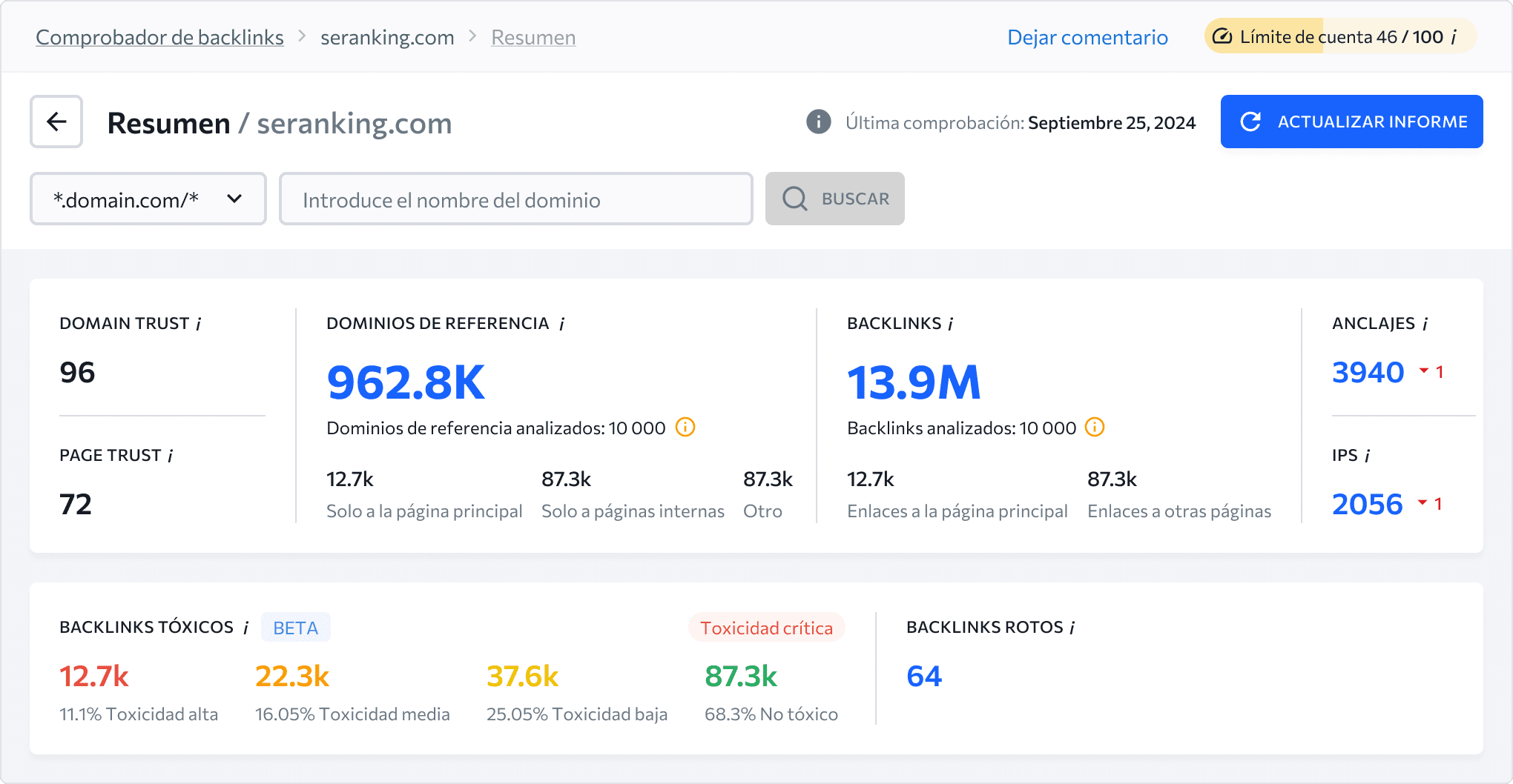 Toda la información de tus backlinks en un solo Comprobador de Backlinks