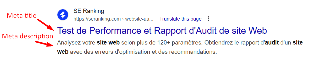 Exemple de méta-description dans les SERP