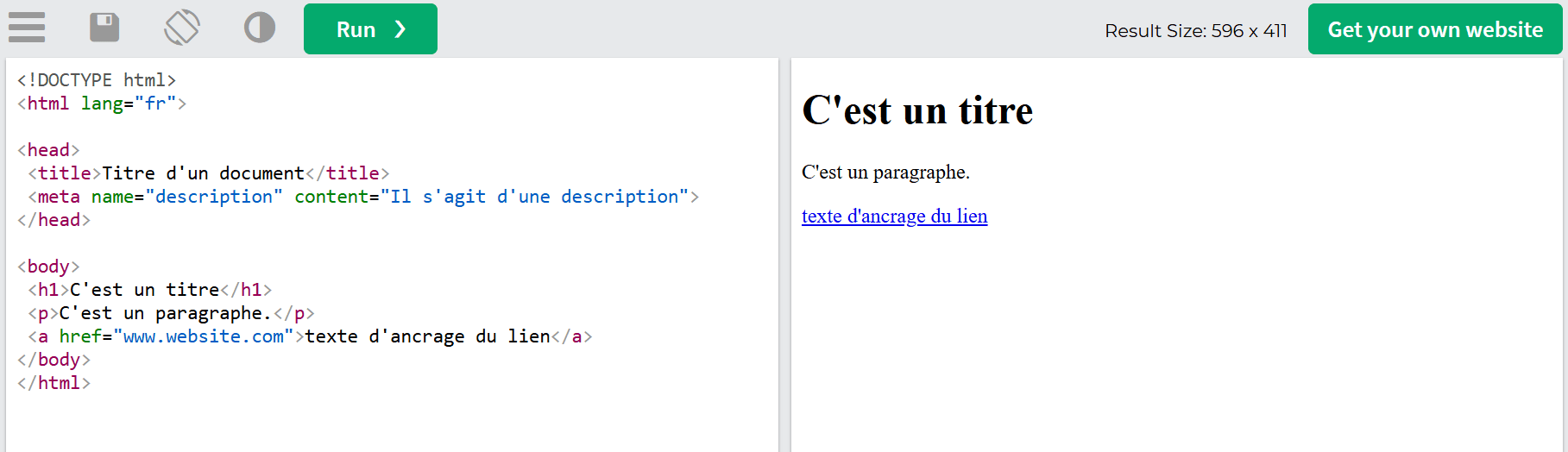 L’exemple de balise <a>