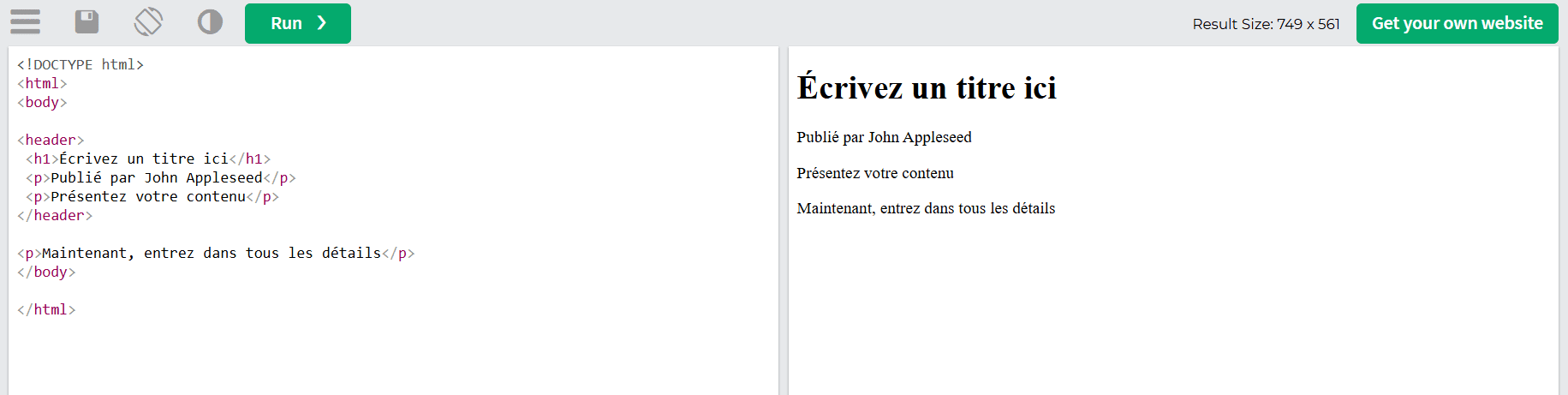 L’exemple de balise <header>