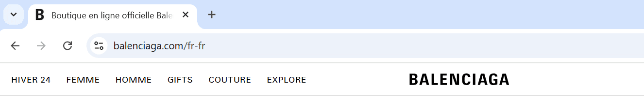 la capture d'écran ci-dessous montre que Balenciaga