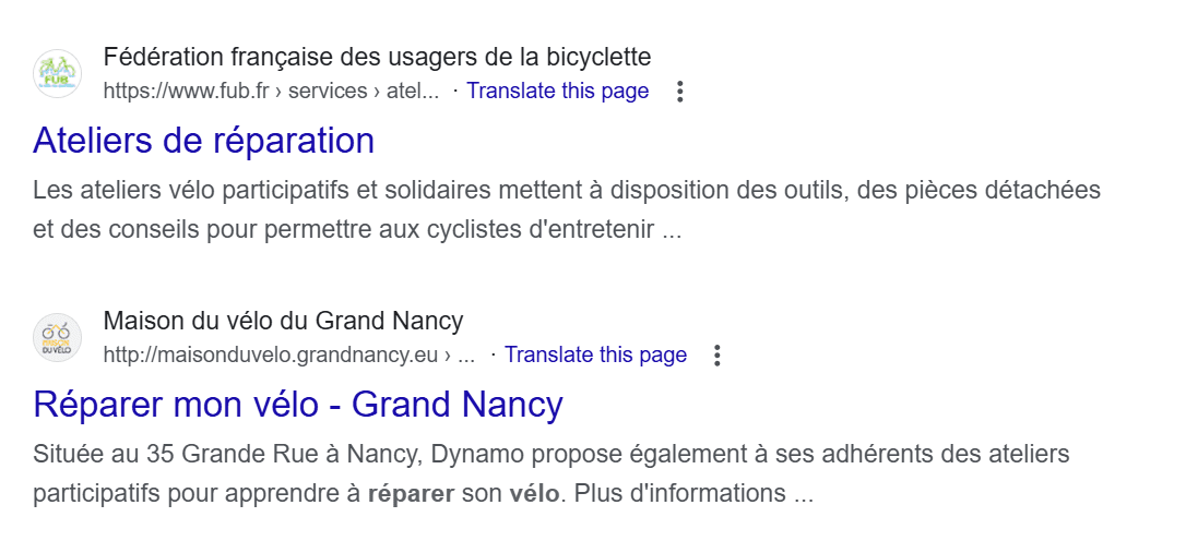 favicons de deux services de réparation de vélos