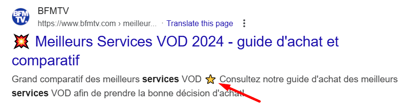 Exemple d'emoji dans la description de l'extrait