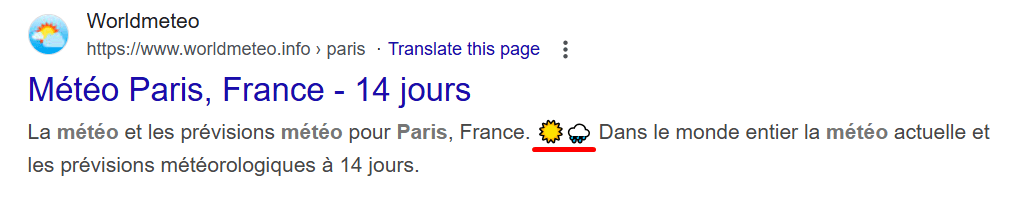 Emojis dans les meta descriptions