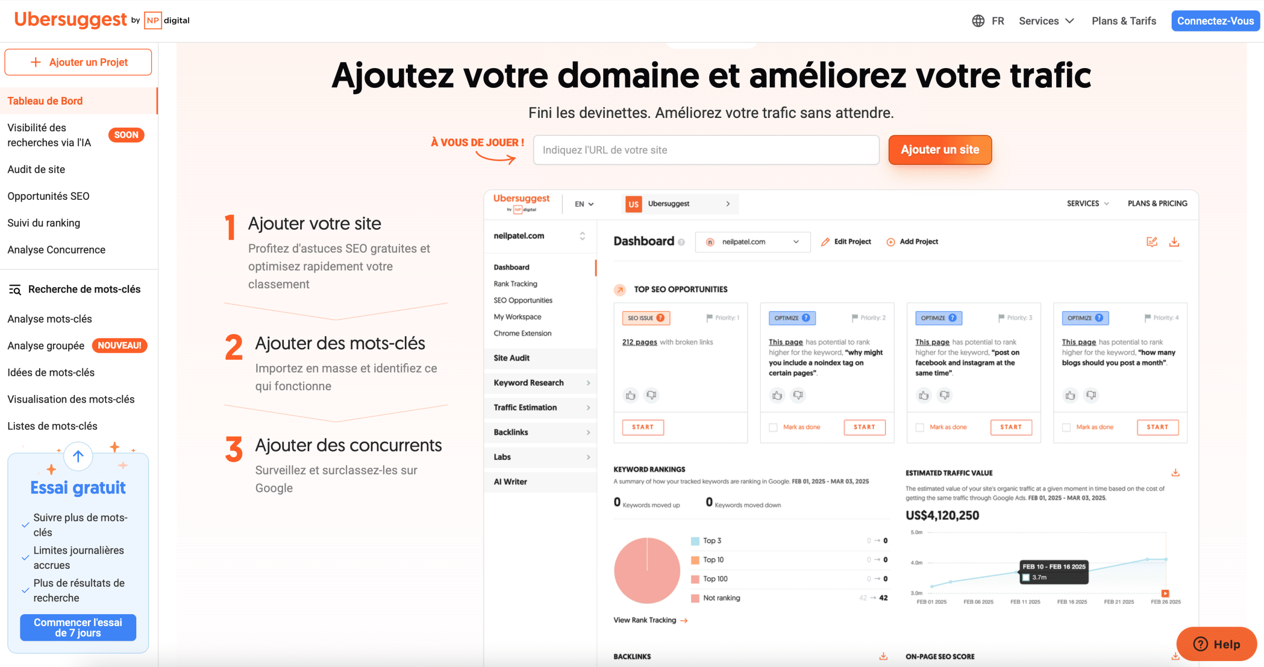 Interface Ubersuggest