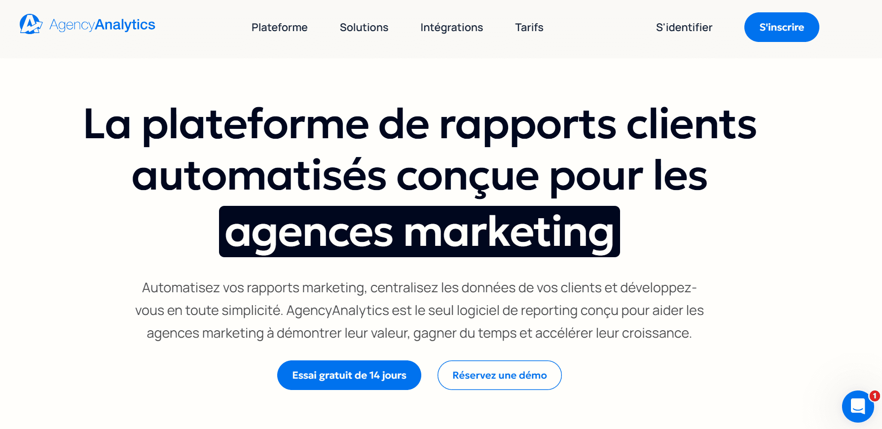 Page d’accueil d’AgencyAnalytics