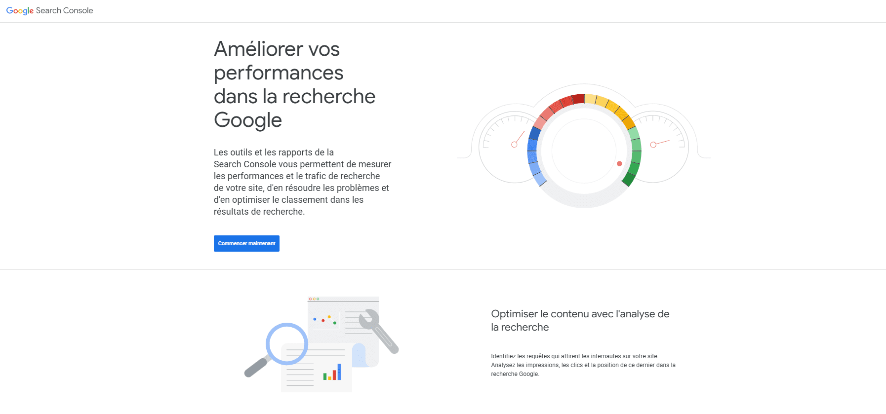 Page principale de Google Search Console