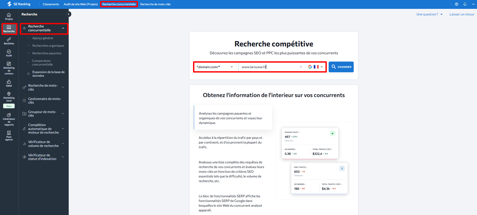 Outil de recherche concurrentielle