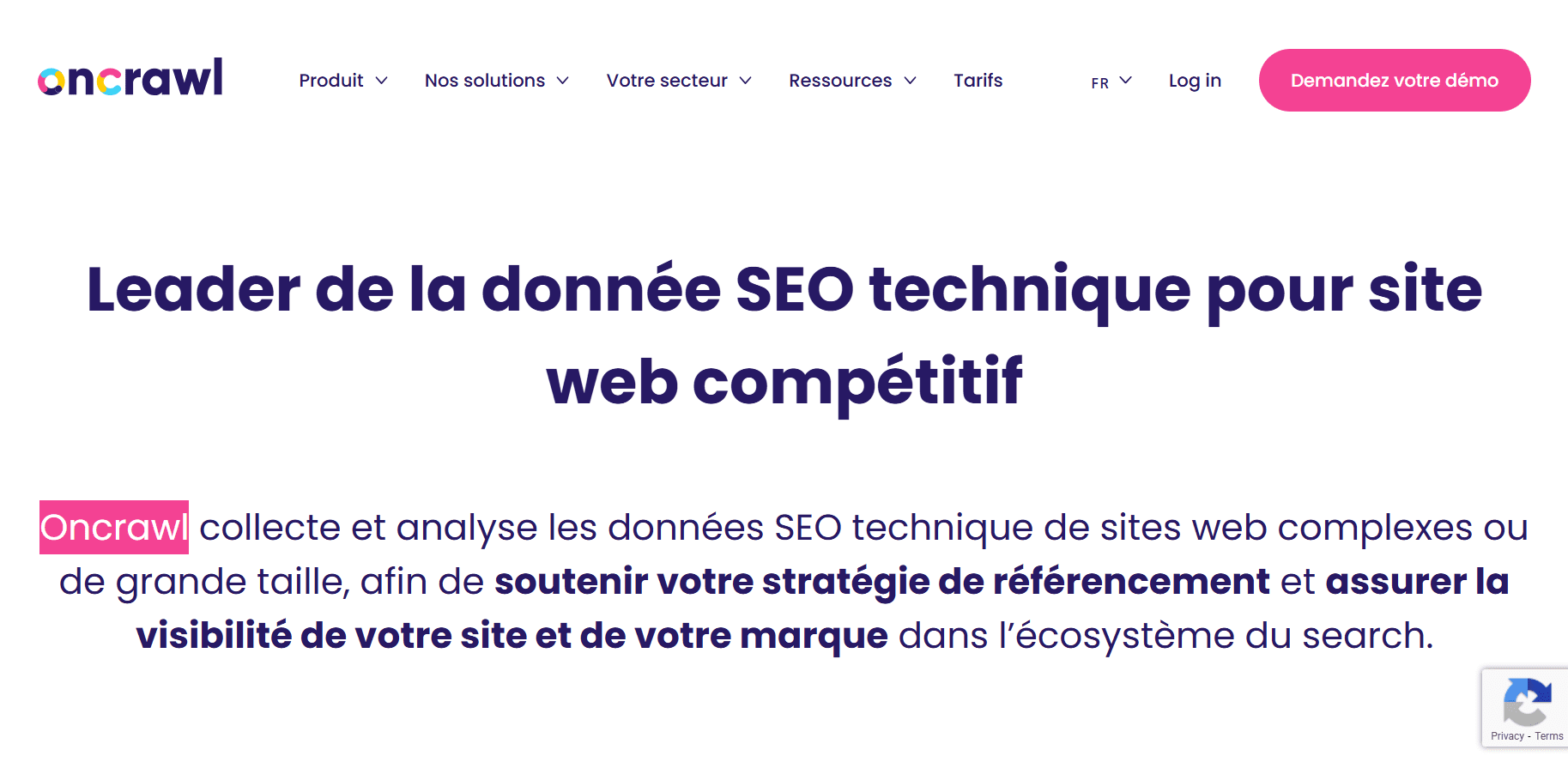Page d’accueil de Oncrawl