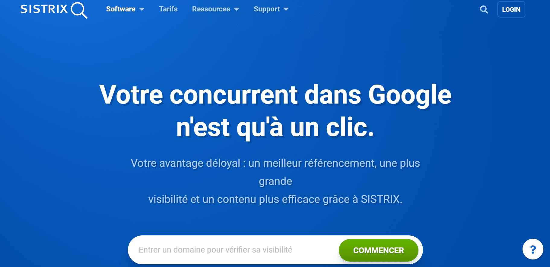 Page d’accueil de Sistrix