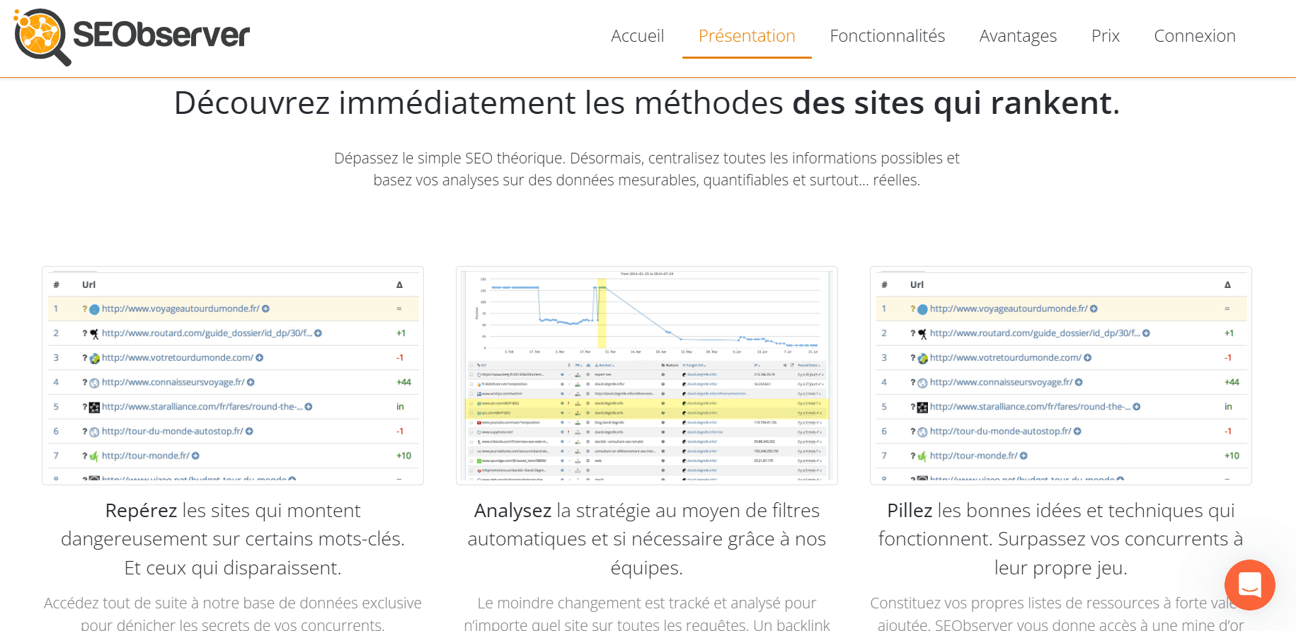 Page d’accueil du serveur SEObserver