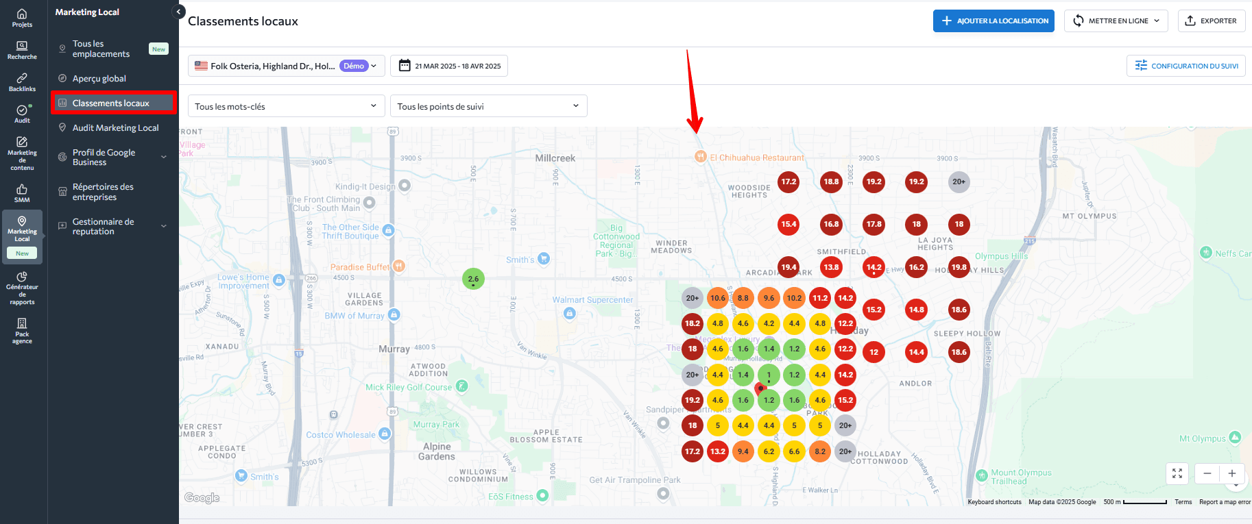 SE Ranking's Local Search Grid