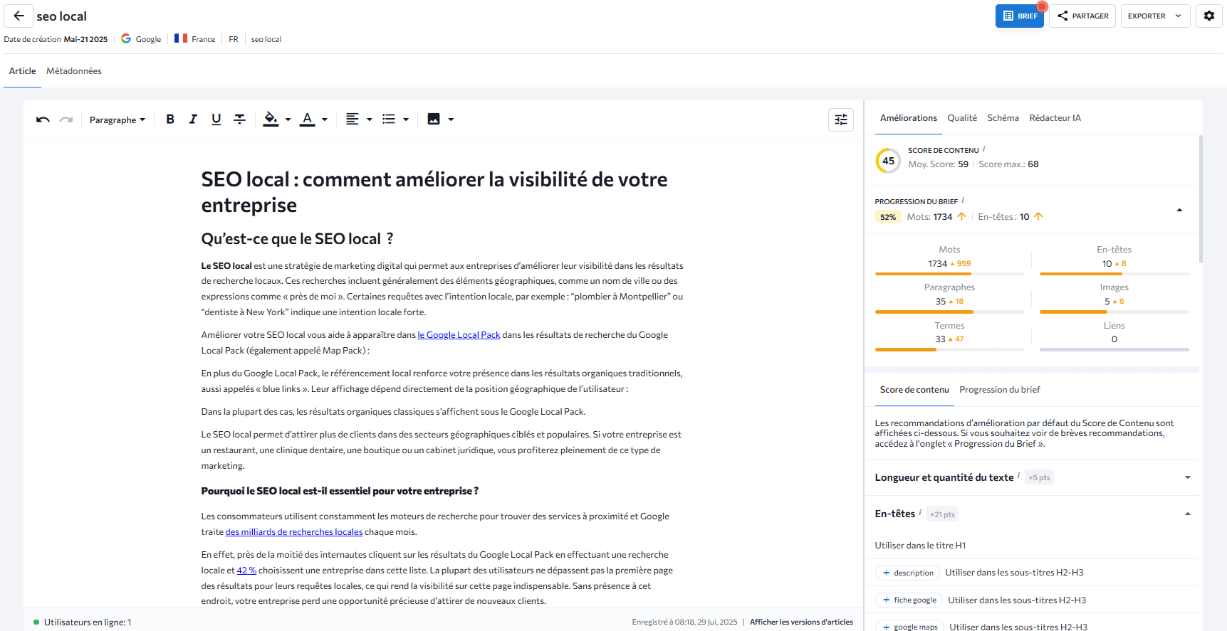Outil d’édition de contenu de SE Ranking