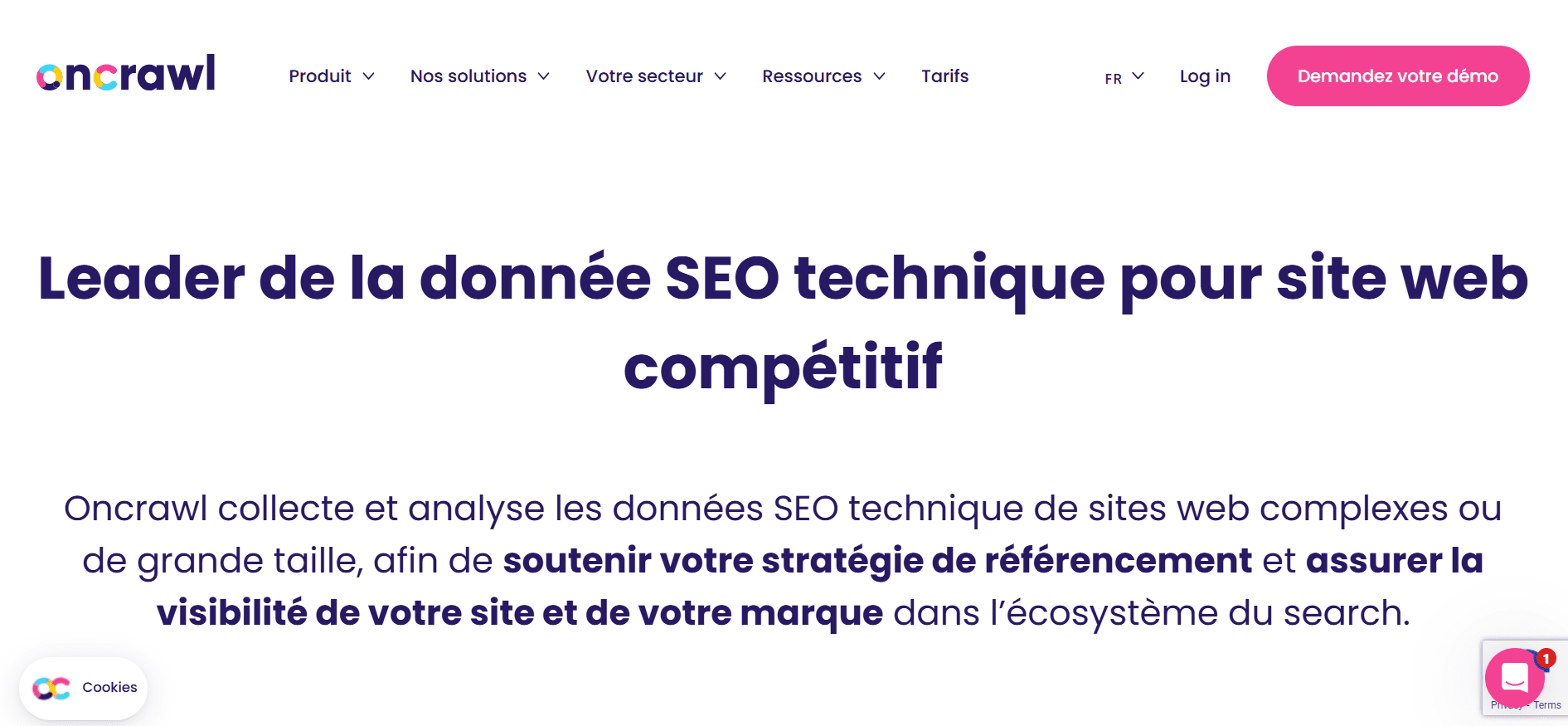 La page d’accueil de Oncrawl