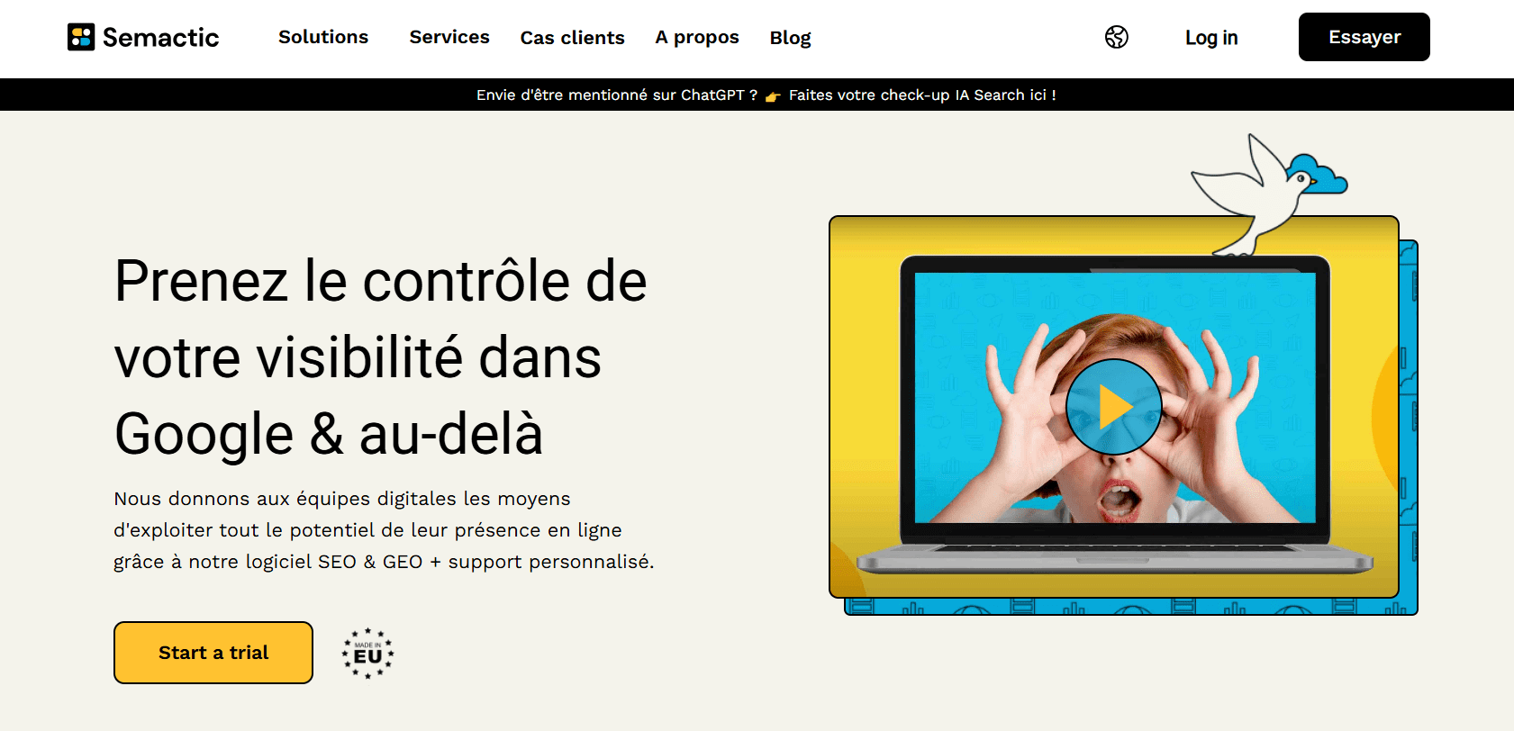 La page d’accueil de Semactic