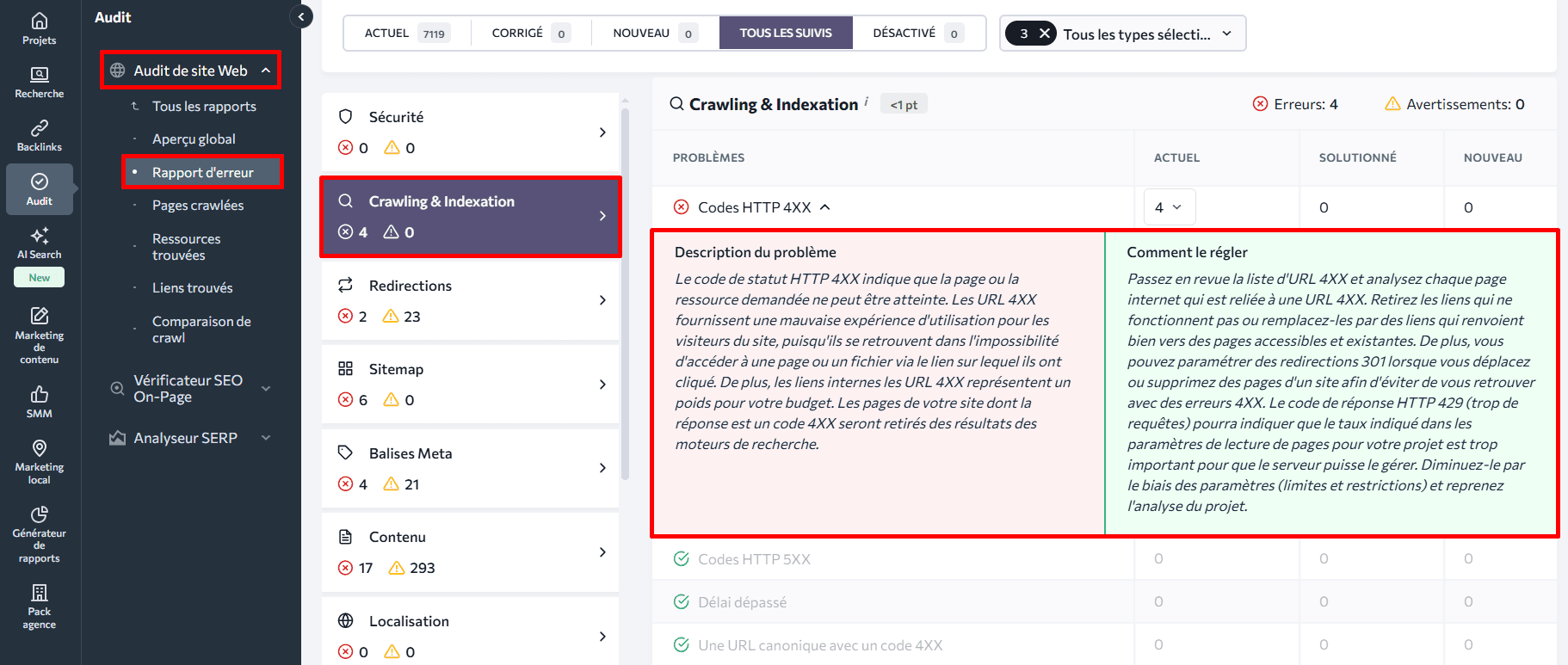 Corriger les conseils pour les problèmes de code d’état HTTP