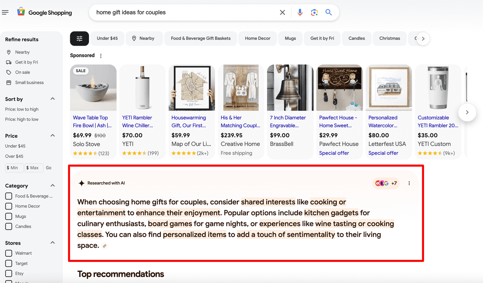Fonctionnalité d’aperçu de l’IA dans Google Shopping