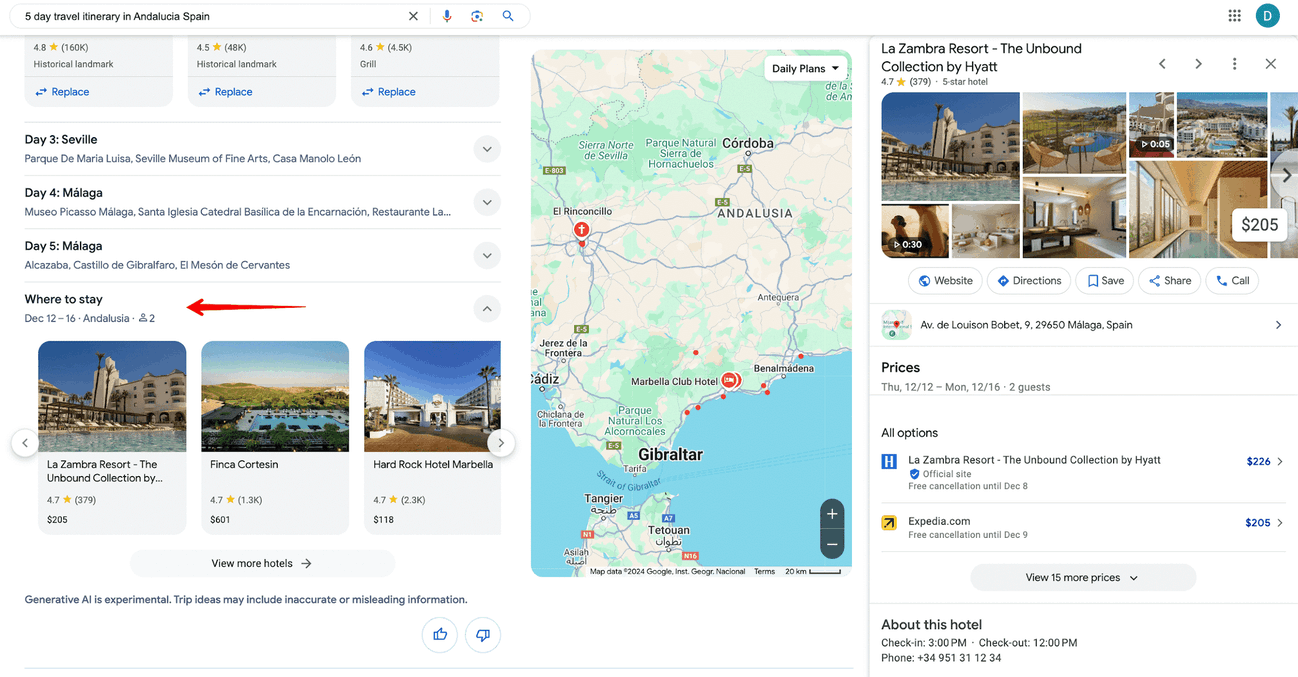 Options d’hôtel dans AI Aperçus