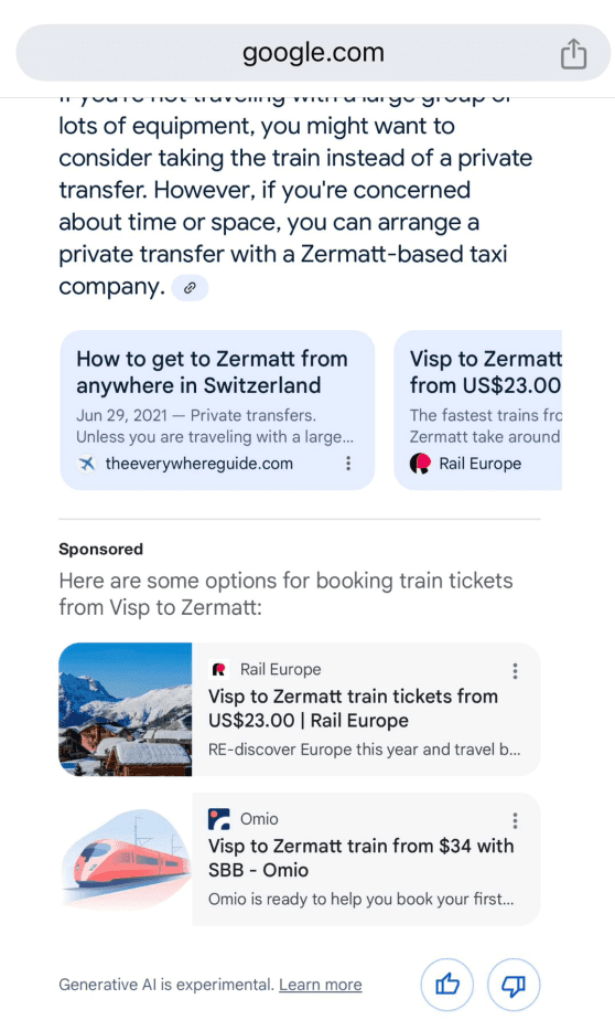 Annonces dans les aperçus d’IA