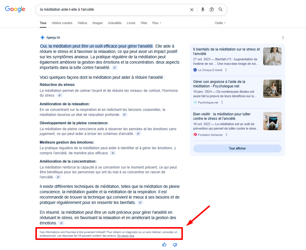 Avertissement d’AIOS pour les requêtes YMYL (Votre argent ou votre vie) 