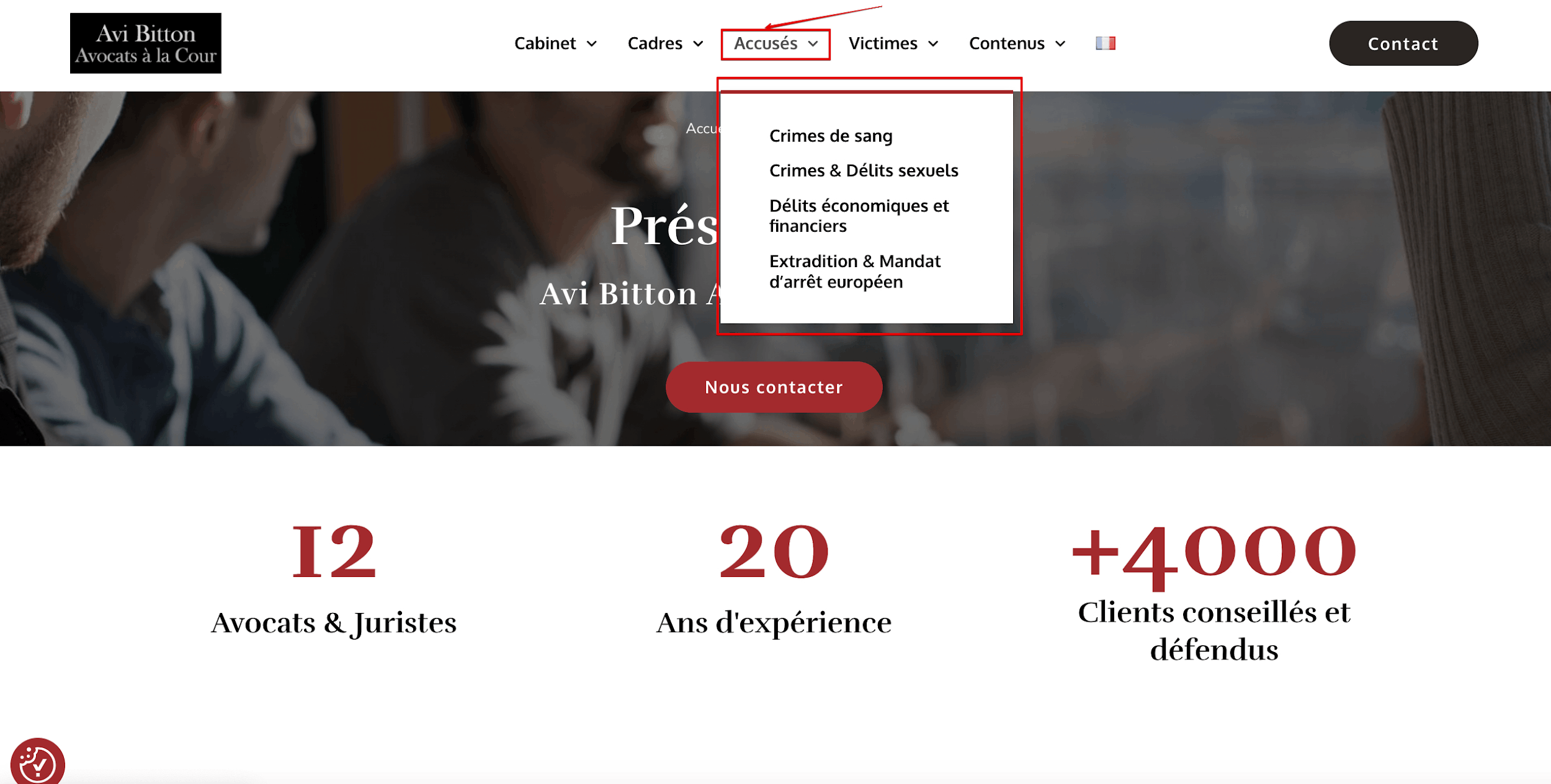 La section Accusés sur le site Avi Bitton
