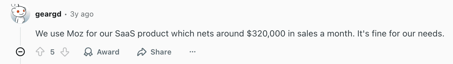 Ce que les gens disent à propos de Moz Pro