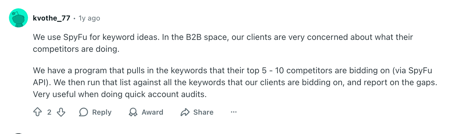 Ce que les gens disent à propos de SpyFu