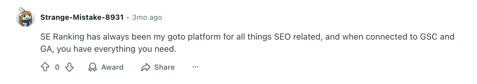 Ce que les gens disent à propos de SE Ranking