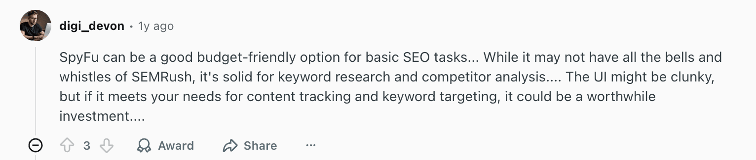 Ce que les utilisateurs disent de SpyFu