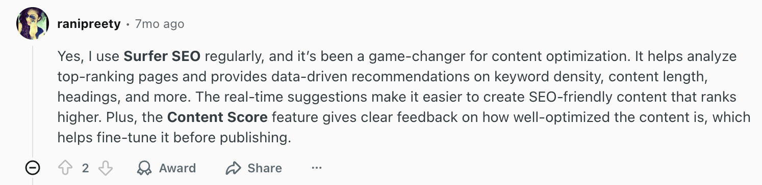 Ce que les gens disent à propos de Surfer SEO