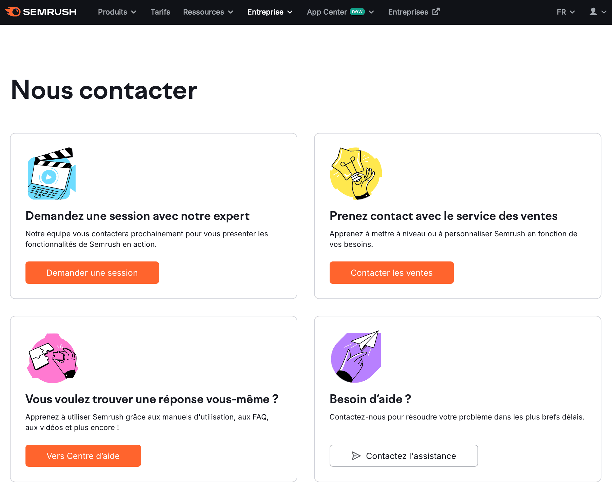 Assistance et ressources par Semrush