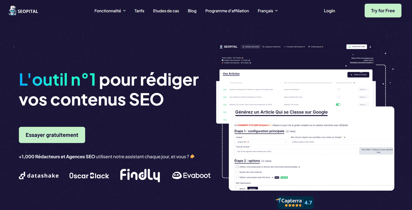 La page d’accueil de SEOpital