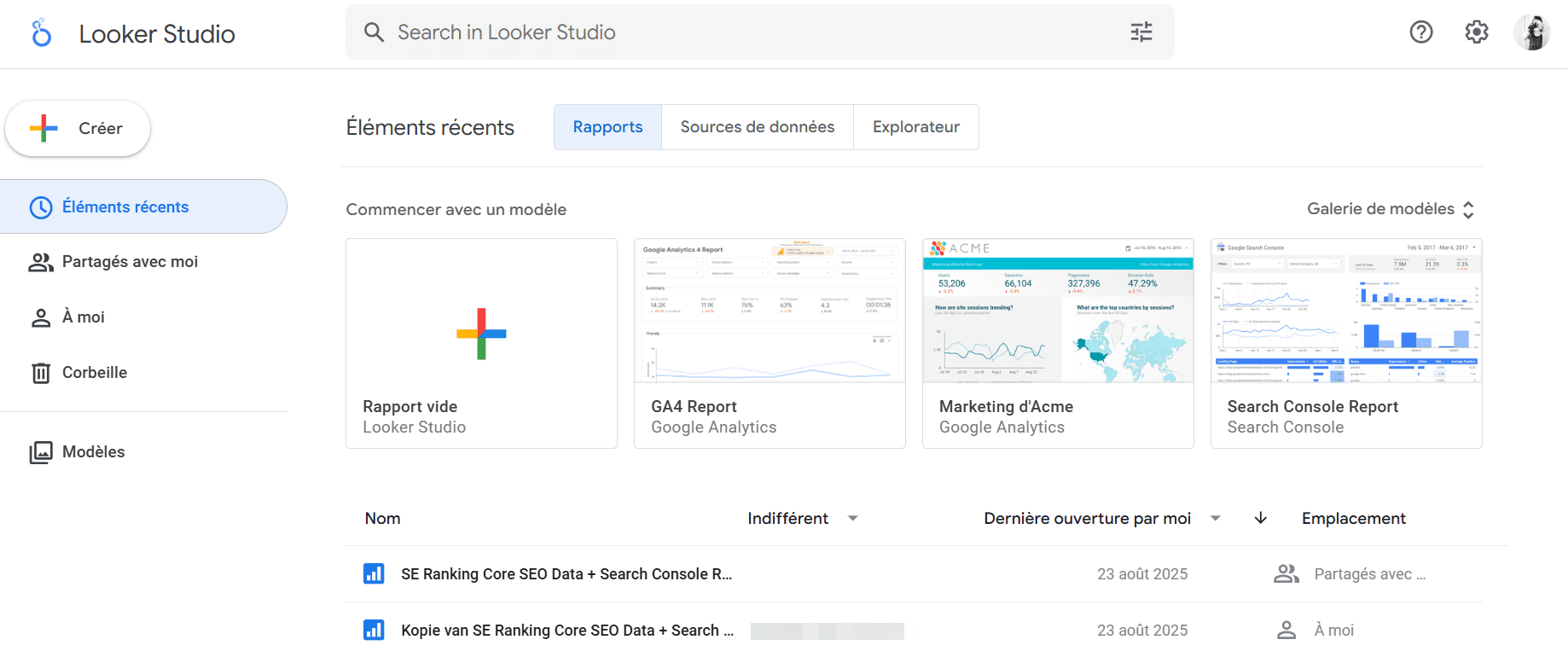 Looker Studio rapporte Looker Studio rapporte