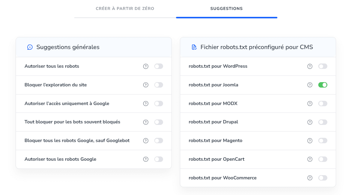 Fichiers robots.txt prêts à l’emploi