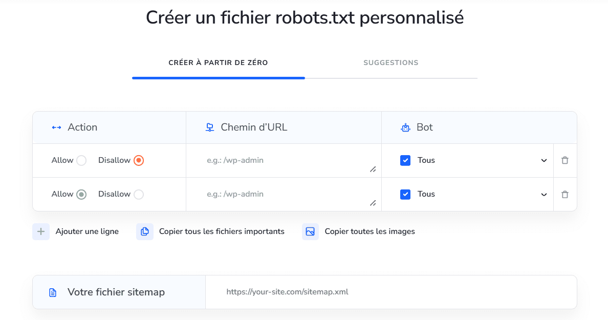 Le générateur de robots.txt de SE Ranking