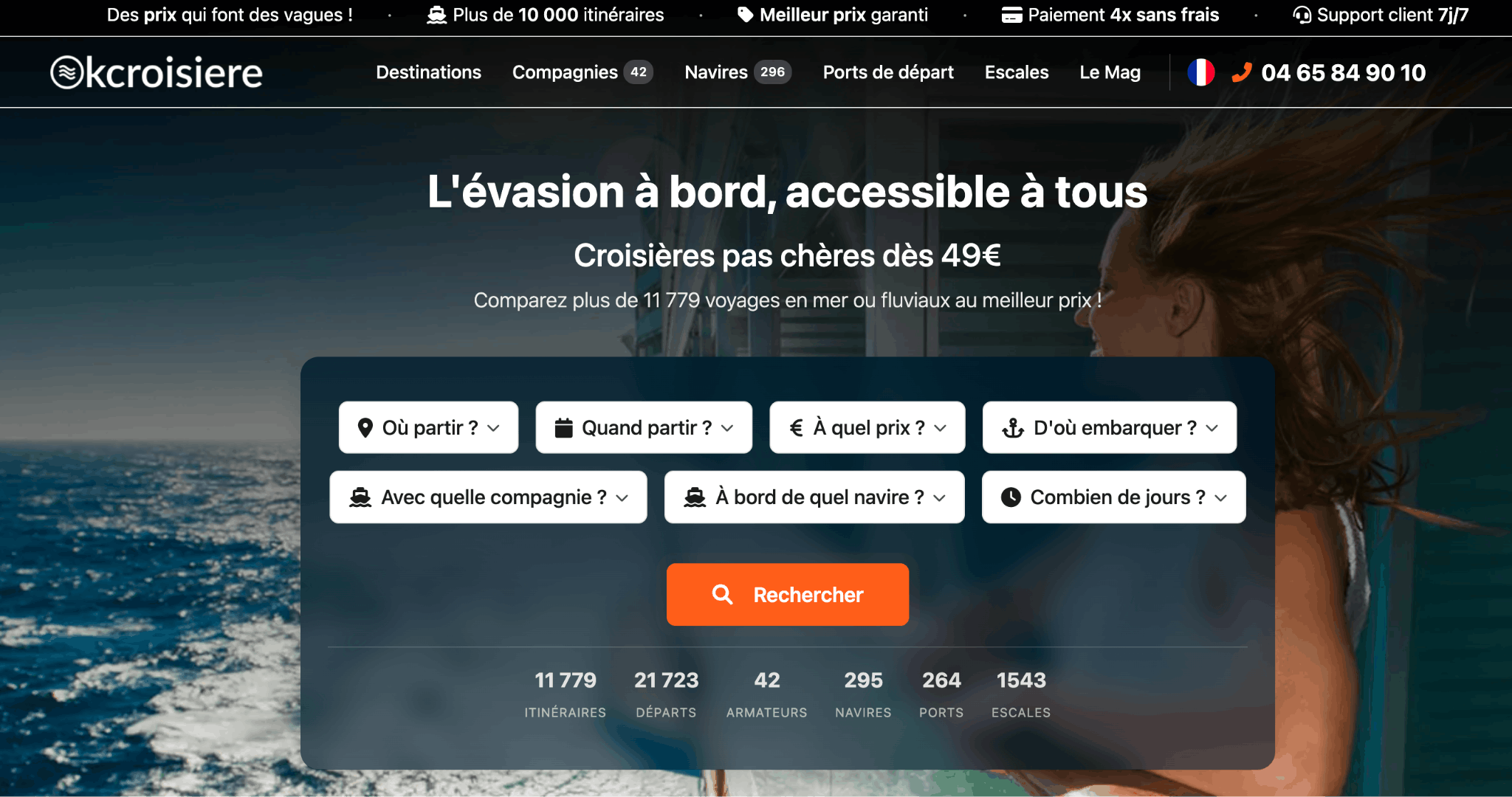 Page d’accueil de la société OKCroisiere OKCroisiere site web