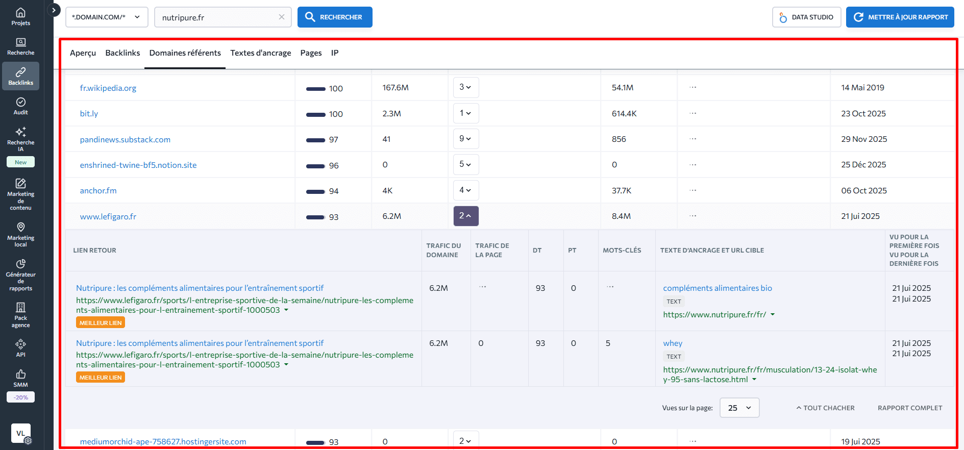 Référencer des domaines et des backlinks dans SE Ranking Référencer des domaines dans SE Ranking