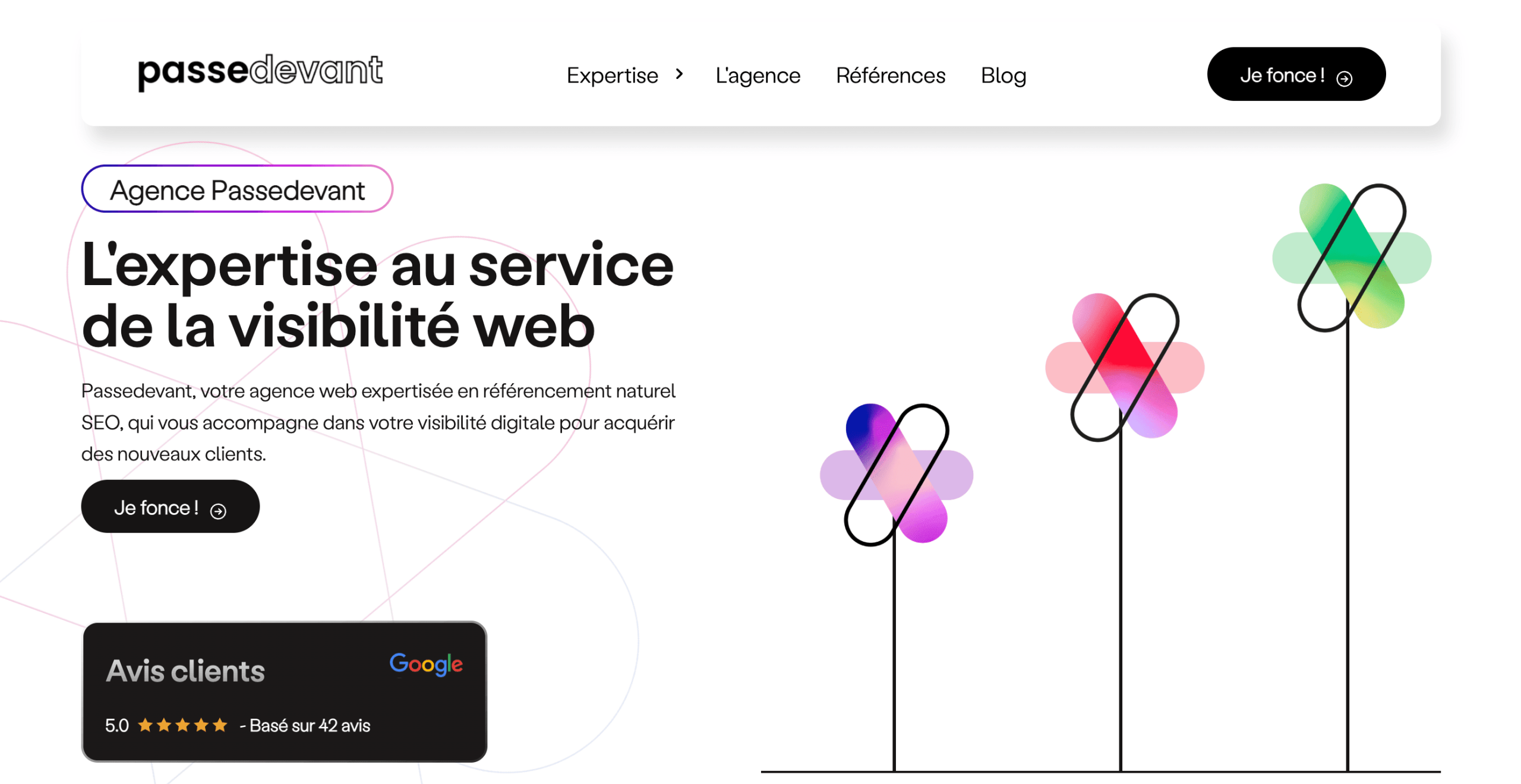 Passedevant : page d’accueil Page d’accueil de Passedevant, agence web et référencement SEO à Nantes