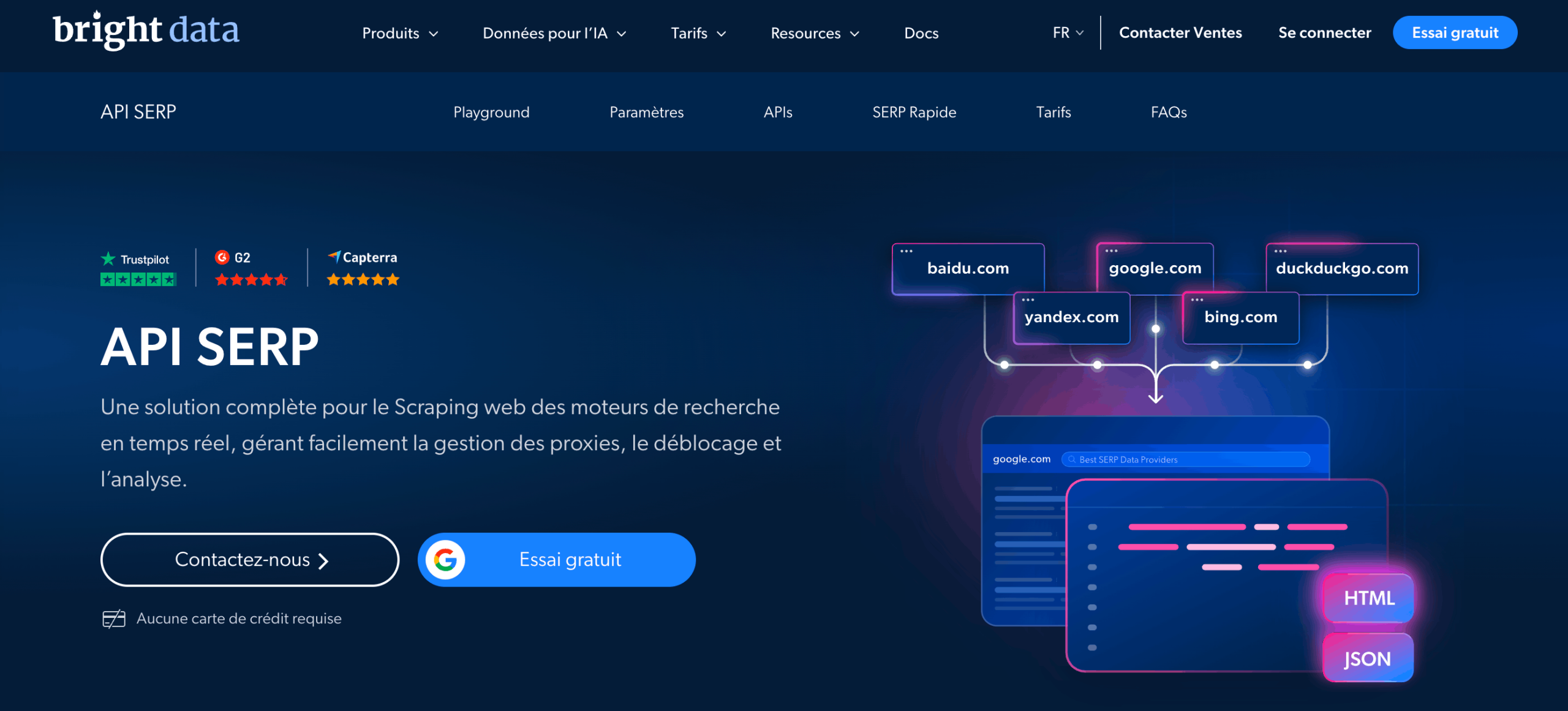 API SERP de Bright Data Page de l'API SERP de Bright Data
