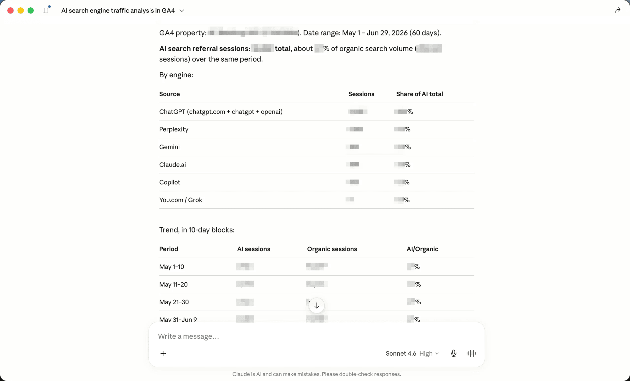 Exemple de cas d'usage du MCP GA4 dans Claude Exemple de cas d'usage du MCP GA4