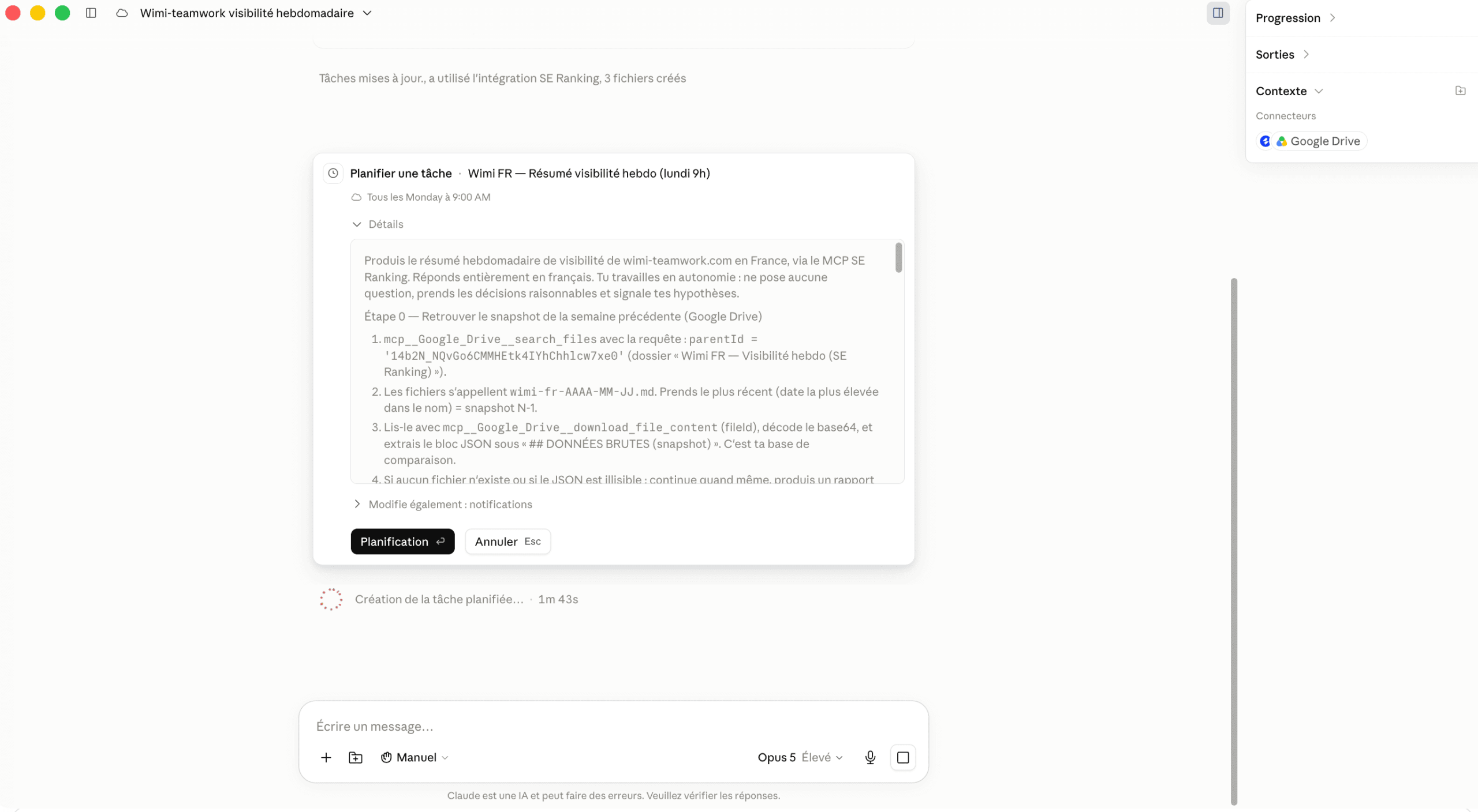 Planification de tâches SEO avec le MCP SE Ranking dans Claude Planification de tâches SEO avec le MCP SE Ranking dans Claude Cowork