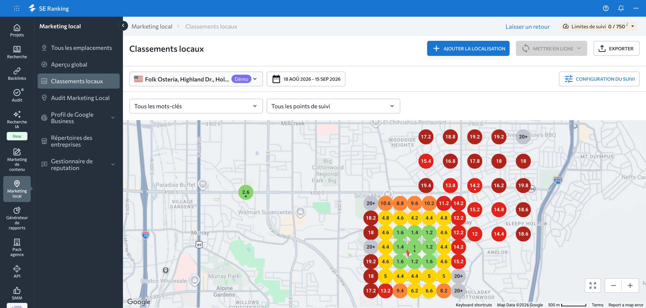 Outil de marketing local de SE Ranking Outil de SEO local de SE Ranking