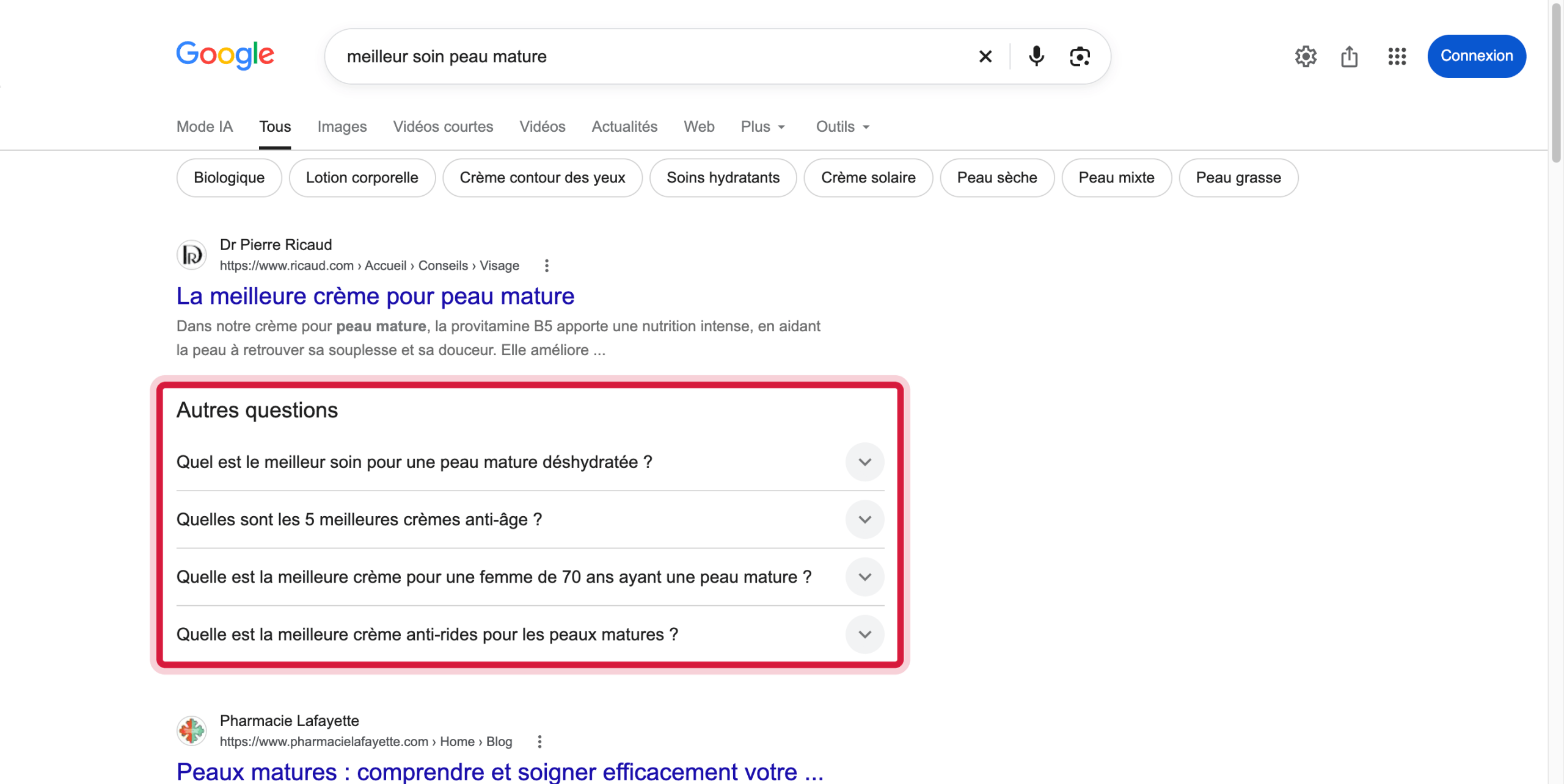 Le bloc People Also Ask dans la recherche Google Fonctionnalité People Also Ask dans la SERP