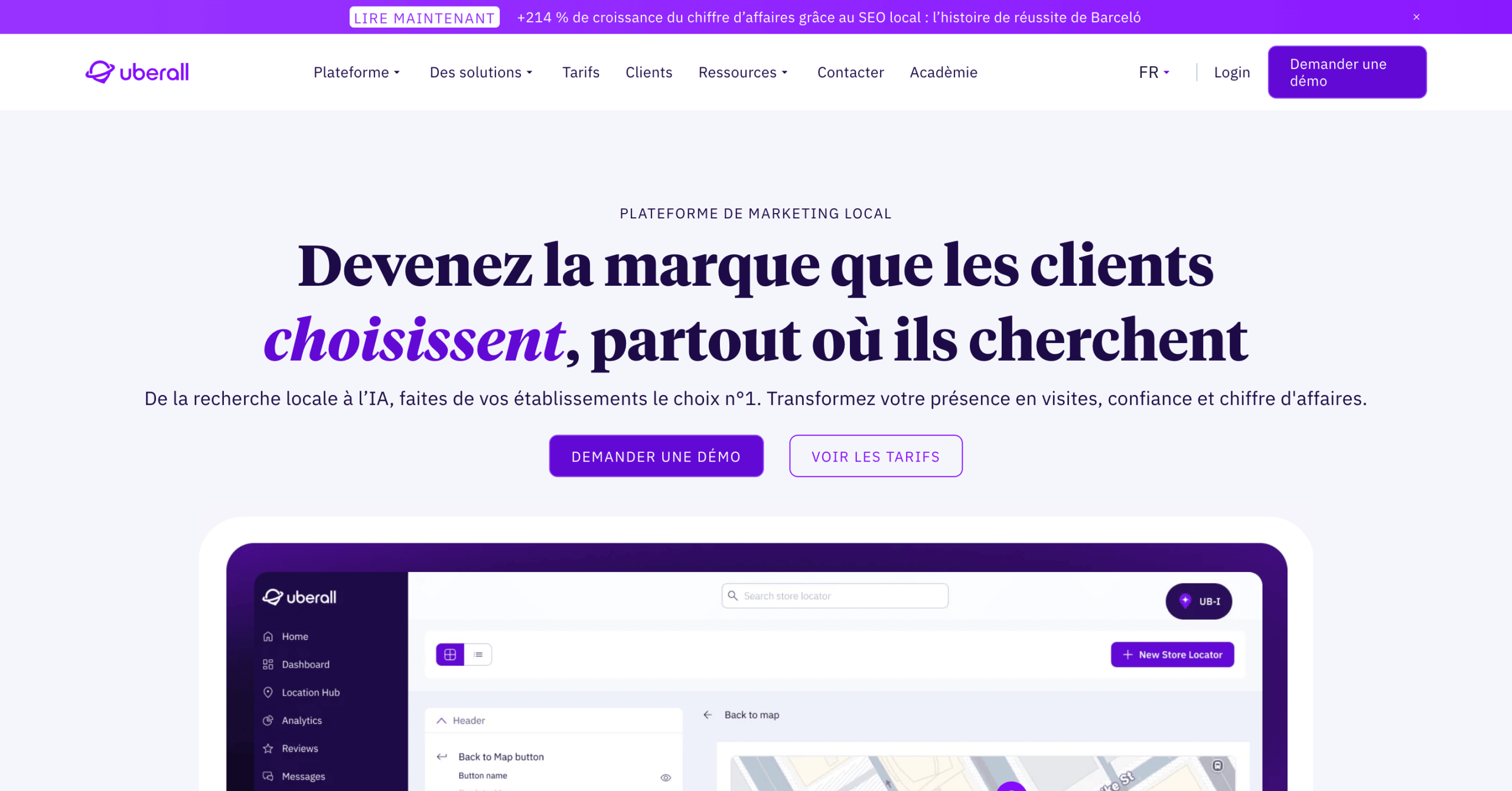 Plateforme de marketing local d’Uberall Plateforme de marketing local Uberall
