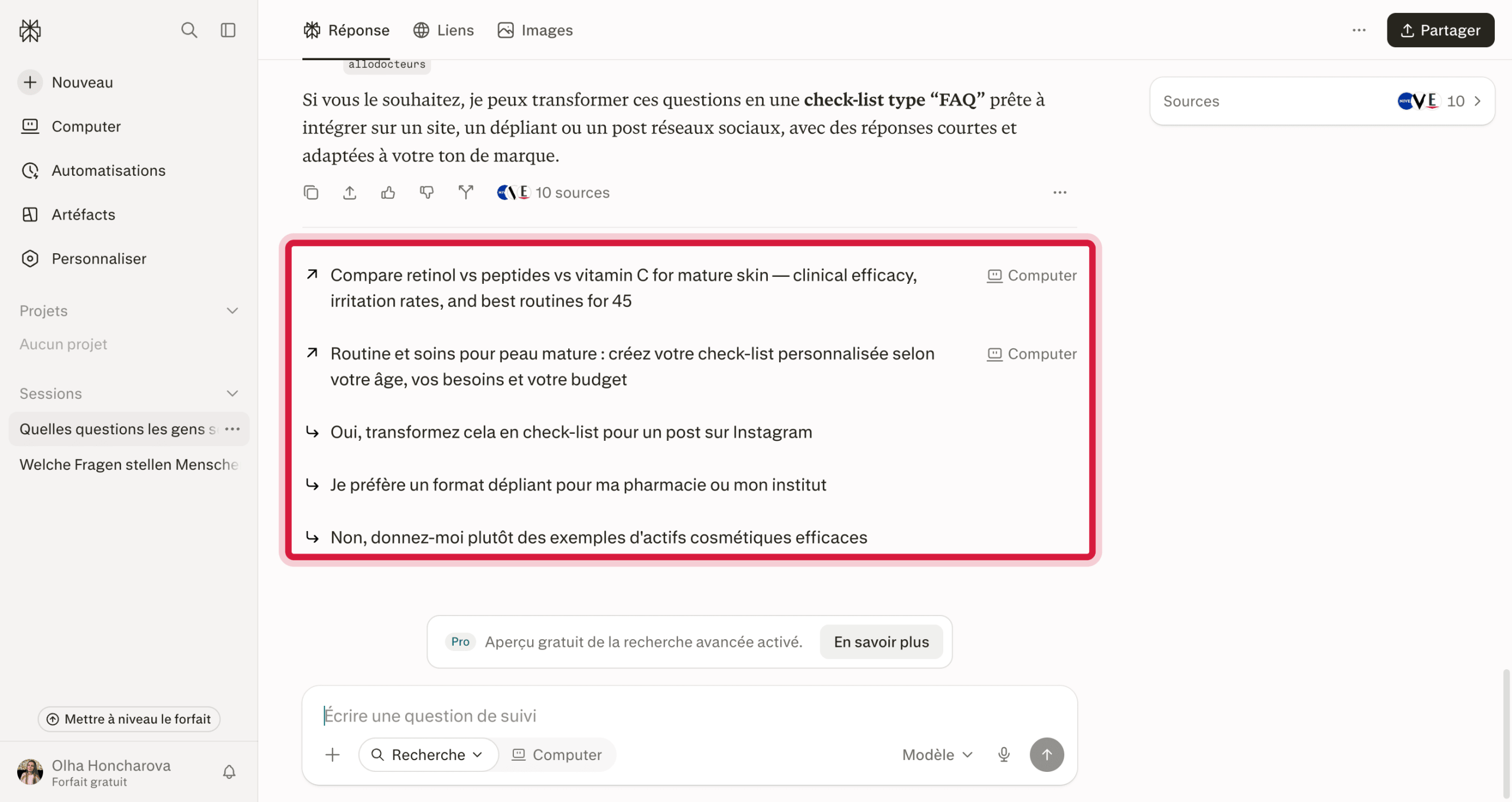Consulter les questions complémentaires dans Perplexity Questions complémentaires suggérées par Perplexity