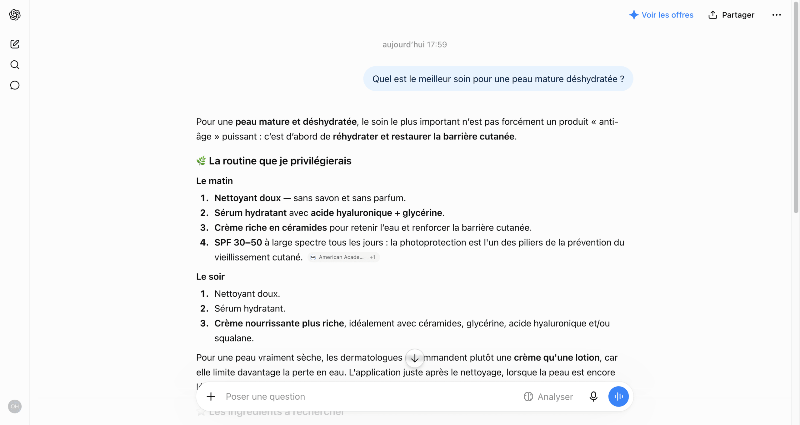 Tester une question People Also Ask comme prompt dans ChatGPT Réponse de ChatGPT à une question issue du bloc People Also Ask