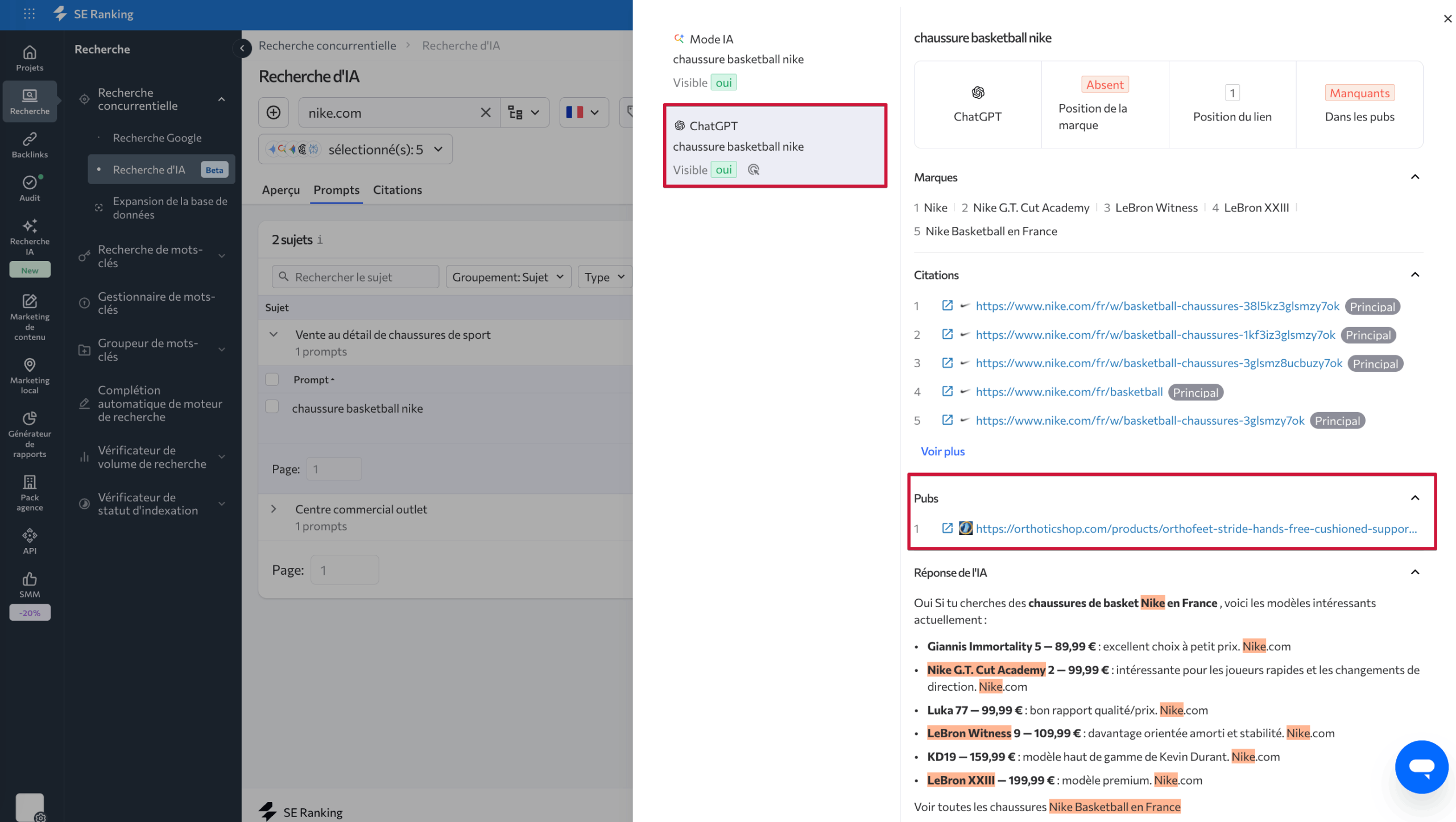 le ChatGPT Ads Tracker de SE Ranking le suivi des ChatGPT Ads de SE Ranking