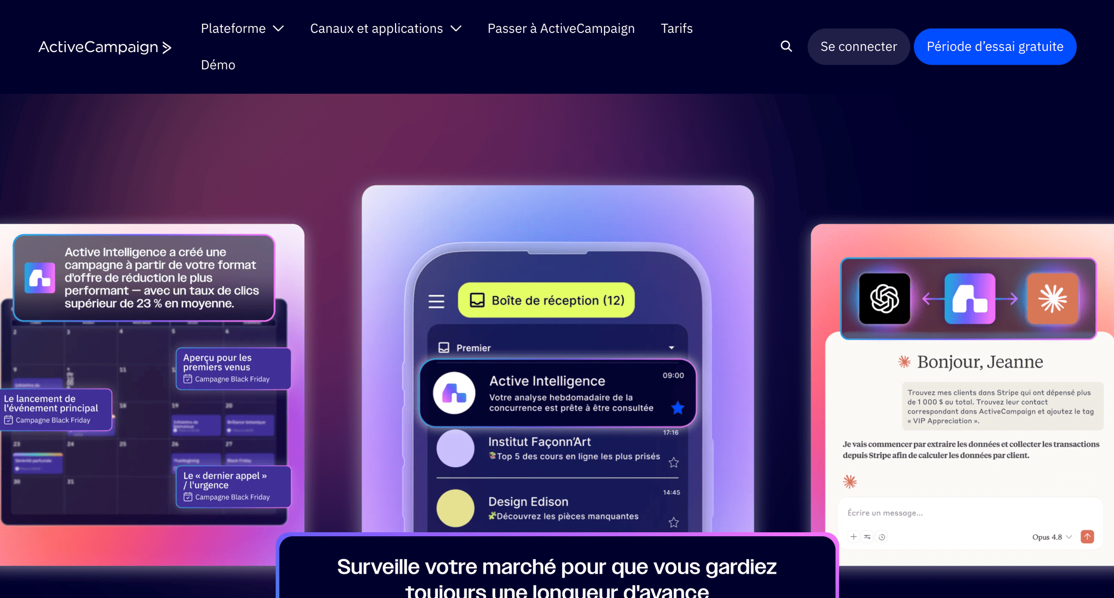 ActiveCampaign – page d'accueil Page d'accueil d'ActiveCampaign